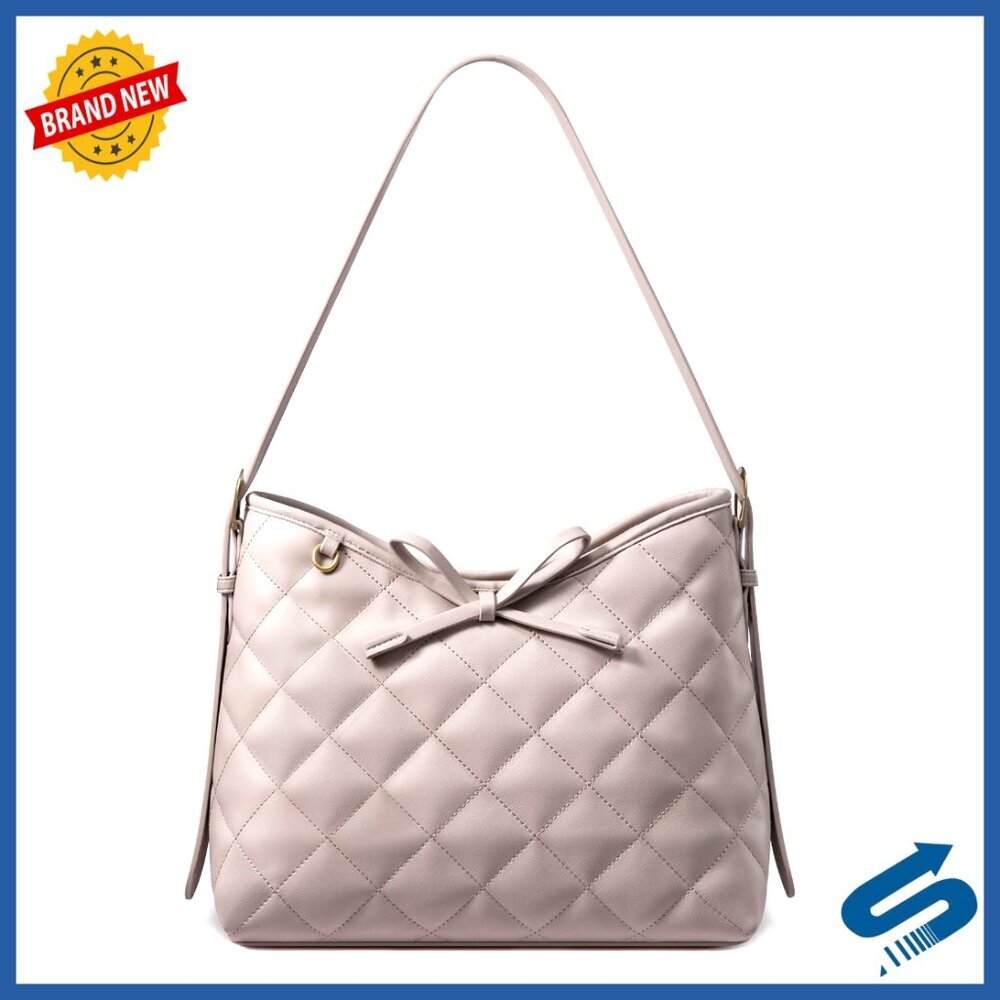 Soft Leather Hobo Handbag Quilted Crossbody Bag Adjustable Shoulder Straps